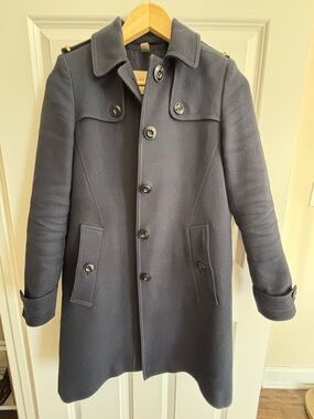 Burberry Brit Navy Blue Pea Coat Size 4